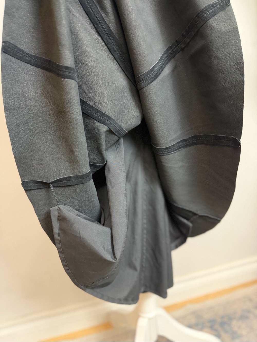 Danier Black Genuine Suede Leather Plunge Cross Back Midi Dress - Picture 10 of 15